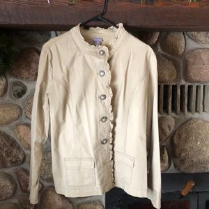 Beige Ruffle Jean Jacket